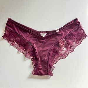 Victoria’s Secret Rose Lace Trim Cheeky Panty Very Sexy Kir Maroon L NWT
